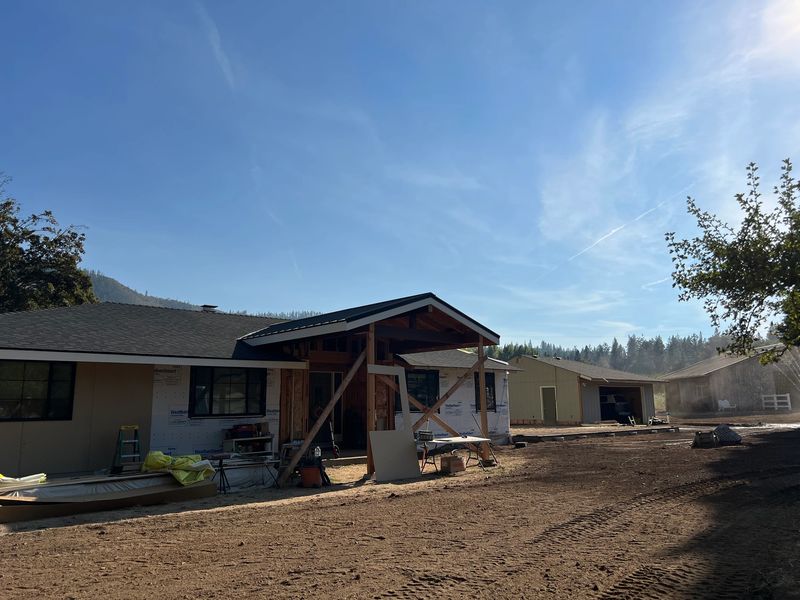 Site grading and excavation around a custom home build in progress in the Applegate, Southern Oregon