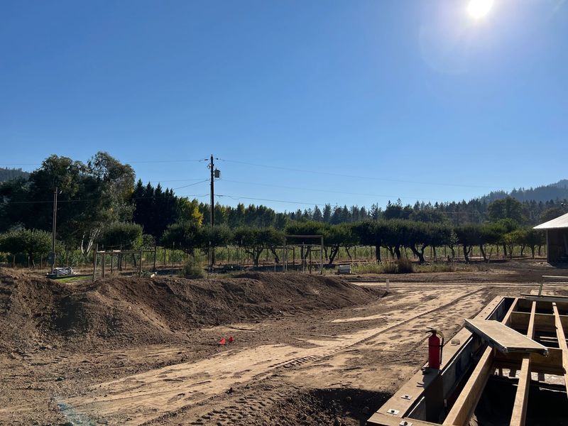 Freshly graded building site overlooking an Applegate Valley orchard in Southern Oregon